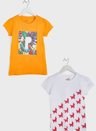 Printed T-Shirt Pack Of 2