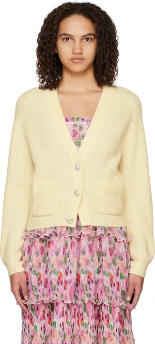 GANNI Off-White Embellished Cardigan