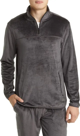 Quarter Zip Velour Lounge Top