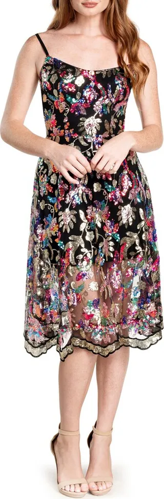 Uma Sequin Fit & Flare Dress