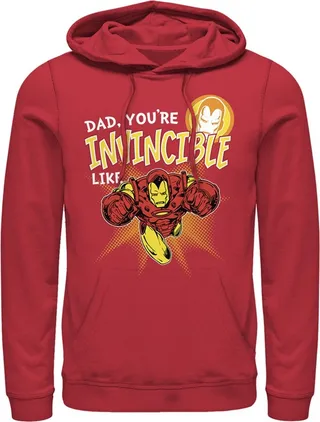 Men's Marvel Dad You're Invincible Like Iron Man Pull Over Hoodie - Red - 3X Large