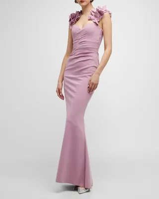Xiana Ruffle-Trim Sweetheart Mermaid Gown