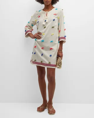 Braided-Trim Swiss Dot Tunic