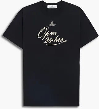 Embroidered printed organic cotton-jersey T-shirt