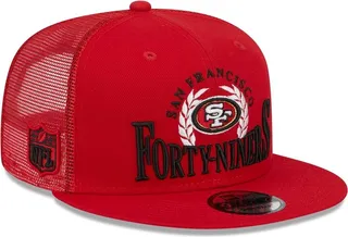 Men's New Era Scarlet San Francisco 49ers Collegiate Trucker 9FIFTY Snapback Hat