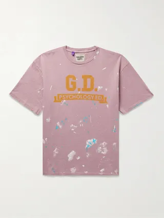 Psychology Ed Paint-Splattered Printed Cotton-Jersey T-Shirt