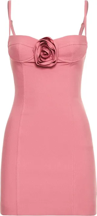 Crepe flower detail mini dress