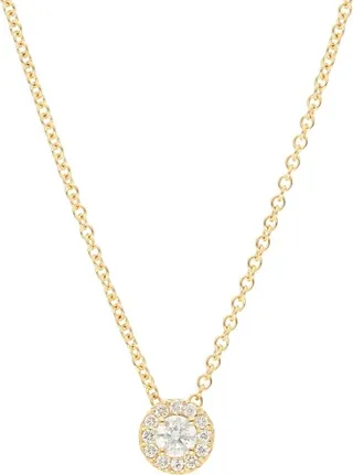 14K Yellow Gold & Solitaire Diamond Pendant Necklace