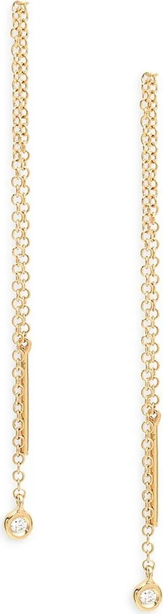 14K Yellow Gold & Diamond Threader Earrings