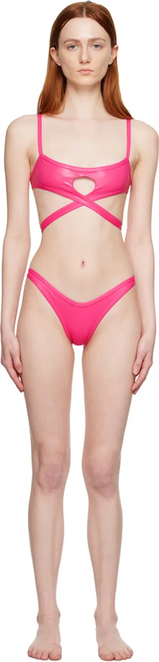 The Attico Pink Cutout Bikini