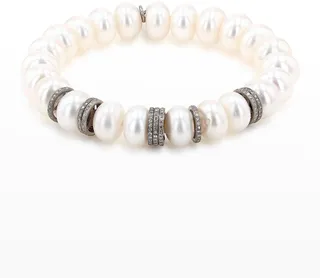 Pearl and Pave Diamond Bracelet