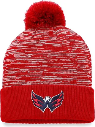 Men's Fanatics Branded Red Washington Capitals Defender Cuffed Knit Hat with Pom