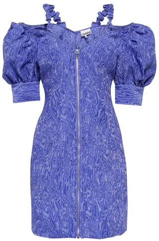 Jacquard puff-sleeve minidress