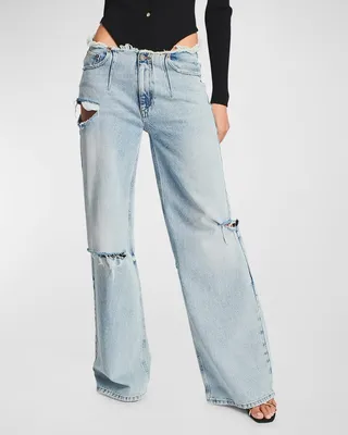 Aston Distressed Flared Jeans