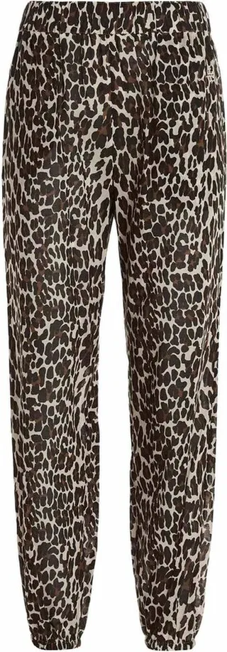 Tory Burch Logo Embroidered Animal Print Straight Leg Pants
