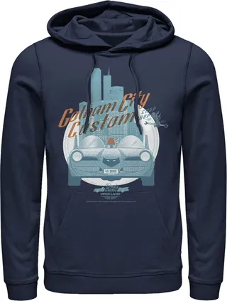 Men's Batman Custom Batmobile Pull Over Hoodie - Navy Blue - 2X Large