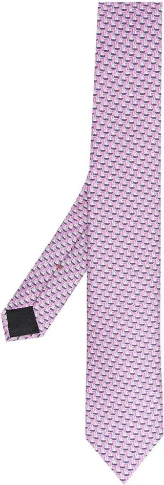 Boat-Print Silk Tie