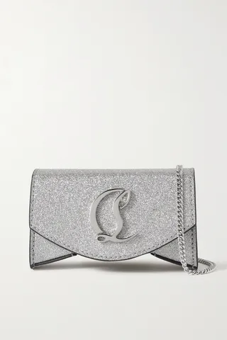 Christian Louboutin - Loubi54 Glittered Leather Shoulder Bag - Silver