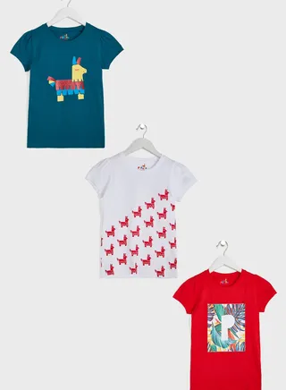Printed T-Shirt Pack Of 3