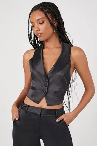 Satin Halter Crop Top