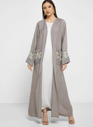 Embroidered Pocket Detail Abaya