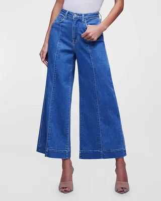 Houston Crop Seamed Wide-Leg Jeans