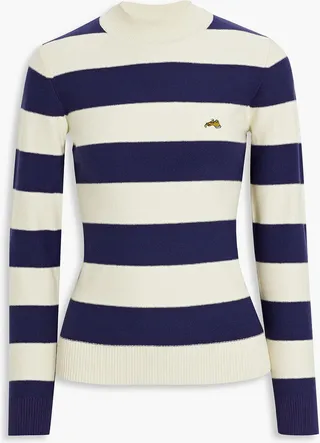 Striped cotton-blend turtleneck sweater