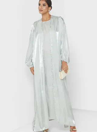 Embellished Puff Sleeve Abaya