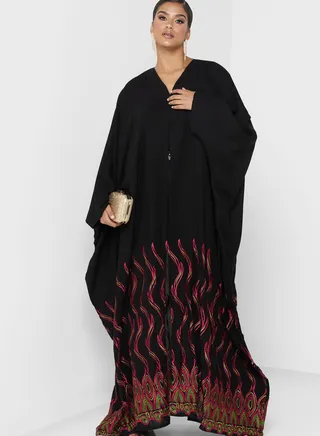 Cape Sleeve Embroidered Abaya
