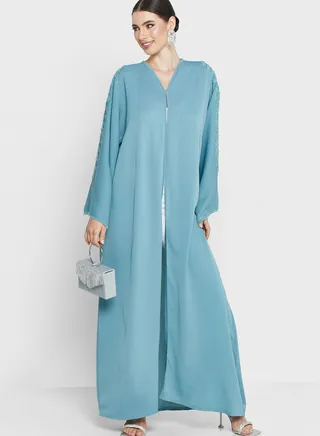 V-Neck Embellished Abaya