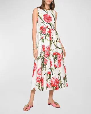 Floral-Print Pleated Midi Dress