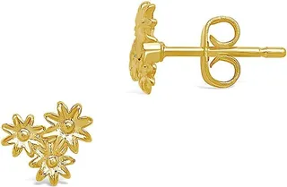 14K Yellow Goldtone Multi-Flower Stud Earrings