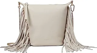 AllSaints Evaline Fringe Crossbody (White) Cross Body Handbags