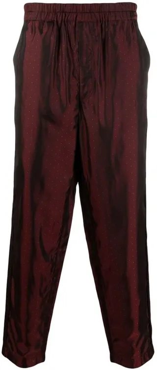 Embroidered Dot Straight-Fit Trousers