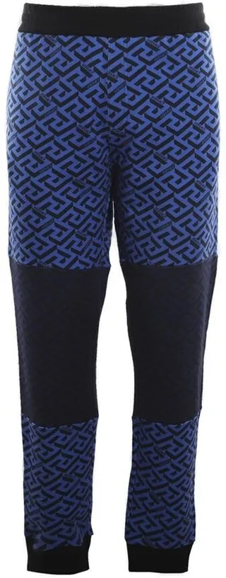 Versace Allover Logo Printed Color-Block Track Pants