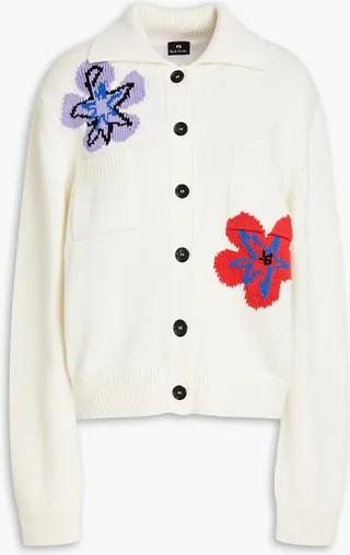 Intarsia cotton cardigan