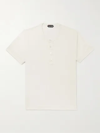 Silk and Cotton-Blend Jersey Henley T-Shirt