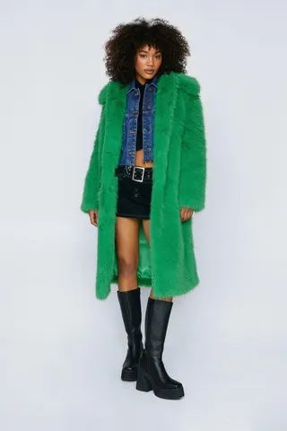 Nasty Gal Womens Premium Faux Fur Oversized Coat