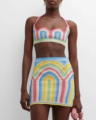 Gradient Crochet Arch Knit Halter Top