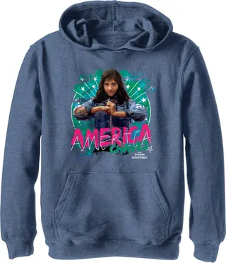Boy's Marvel Doctor Strange in the Multiverse of Madness America Chavez Pull Over Hoodie - Navy Blue Heather - Small