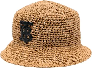 Neutral Logo Embroidery Braided-Raffia Bucket Hat