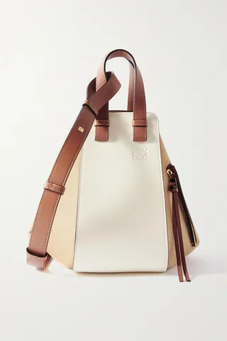 Loewe - Hammock Small Paneled Textured-leather And Suede Tote - Neutrals