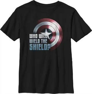 Boy's Marvel The Falcon and the Winter Soldier Wield the Shield T-Shirt - Black - Large