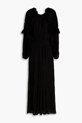 Justine crochet-trimmed crepon maxi dress