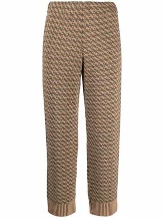 Geometric-Pattern Cropped Trousers
