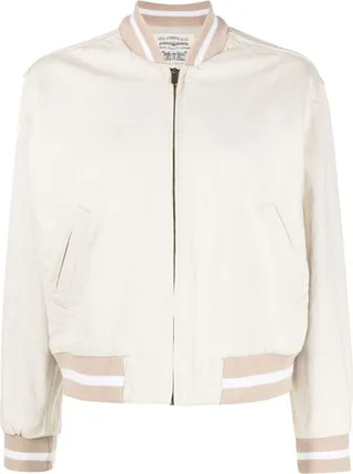 Cotton-Linen-Blend Bomber Jacket