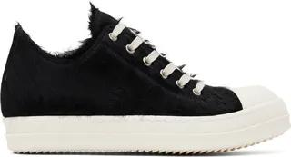 Rick Owens Black Fur Sneakers