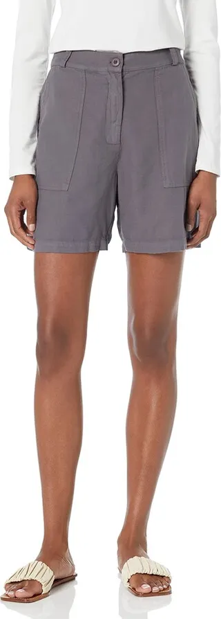 Monrow Women's HB0637-Woven Patch Pocket Shorts