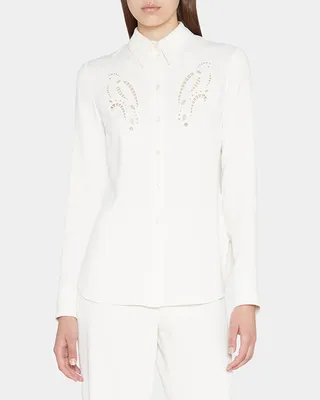 Embroidered Button-Front Shirt