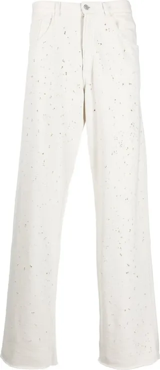 Distressed Wide-Leg Trousers